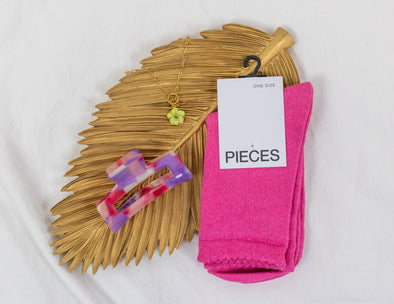 Sebby Glitter Sock - Hot Pink