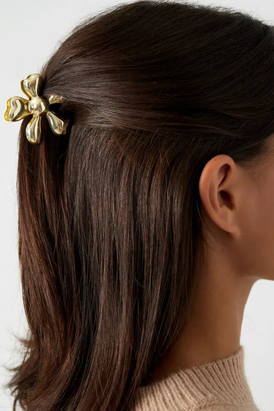 Hairclip Bloem Gevuld - Goud