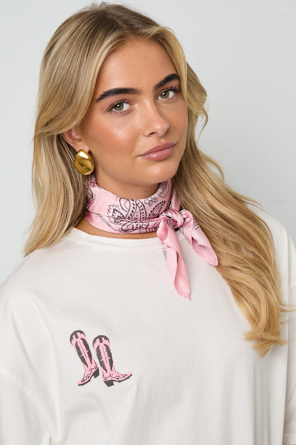 Satin Scarf - Light Pink Paisley