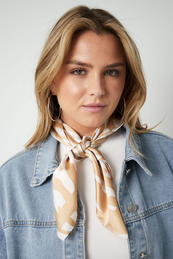 Satin Scarf - Zebra Beige