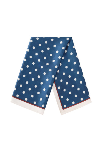 Satin Scarf - Polkadots Blue Red Stripe