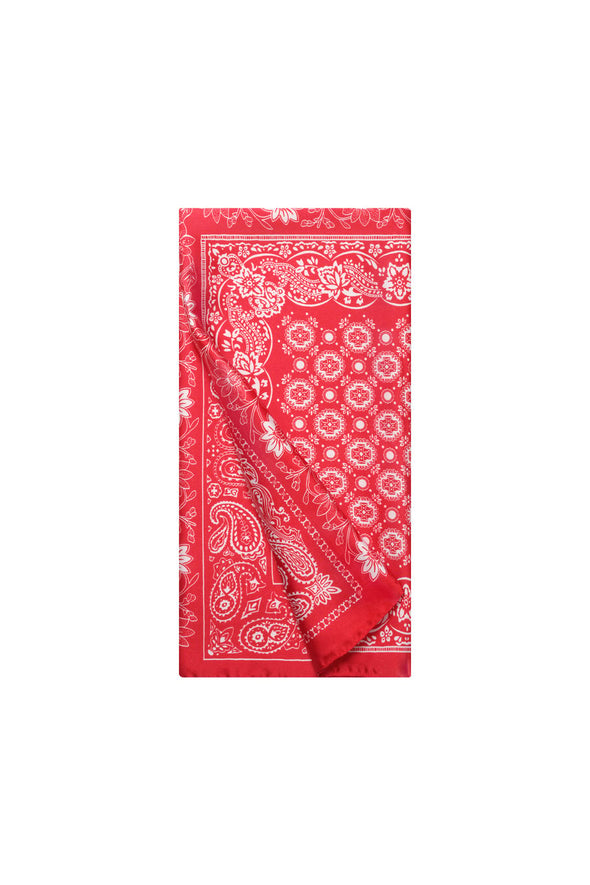 Satin Scarf - Red Paisley