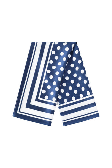 Satin Scarf - Polkadots Blue Letters