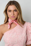 Satin Scarf - Light Pink Flowers