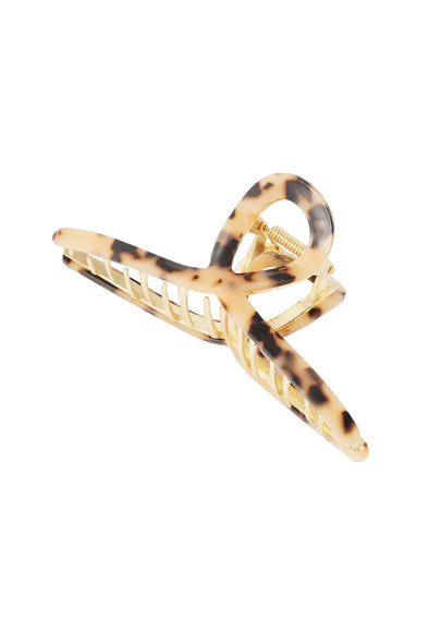 Hairclip Goud metaal krul - Marble bruin