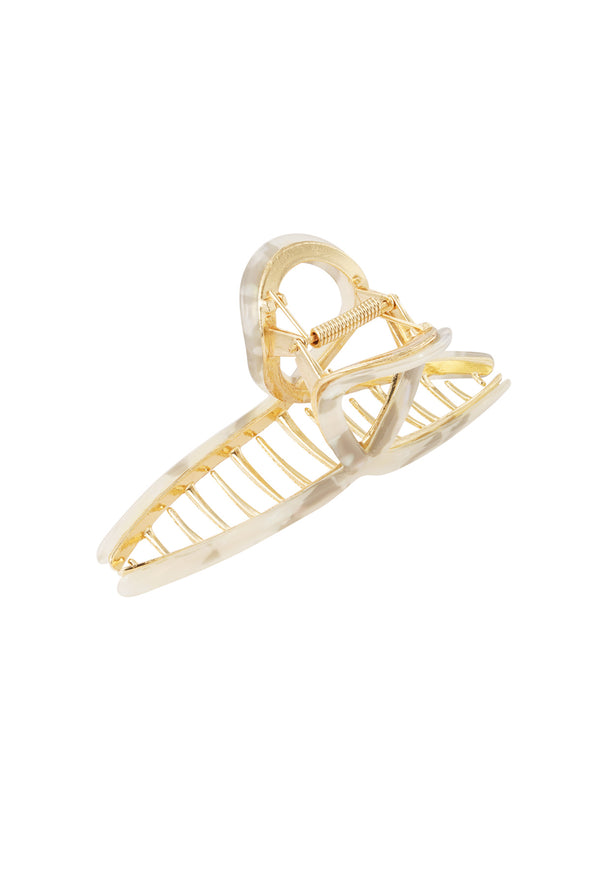Hairclip Goud metaal krul - Marble grijs