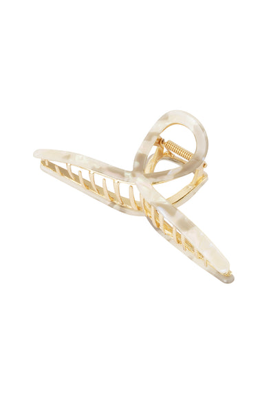 Hairclip Goud metaal krul - Marble grijs