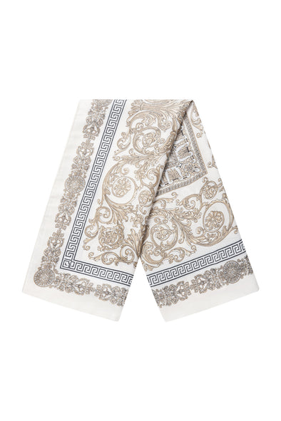 Satin Scarf - White Paisley