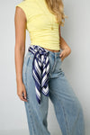 Satin Scarf - Polkadots Blue Letters