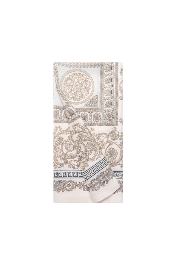 Satin Scarf - White Paisley