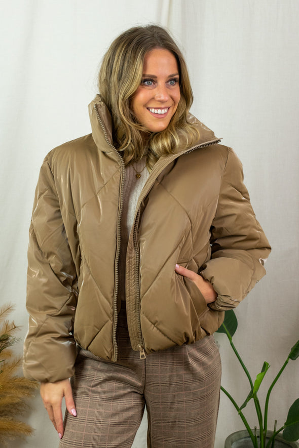 Elise Coated Puffer - Brown