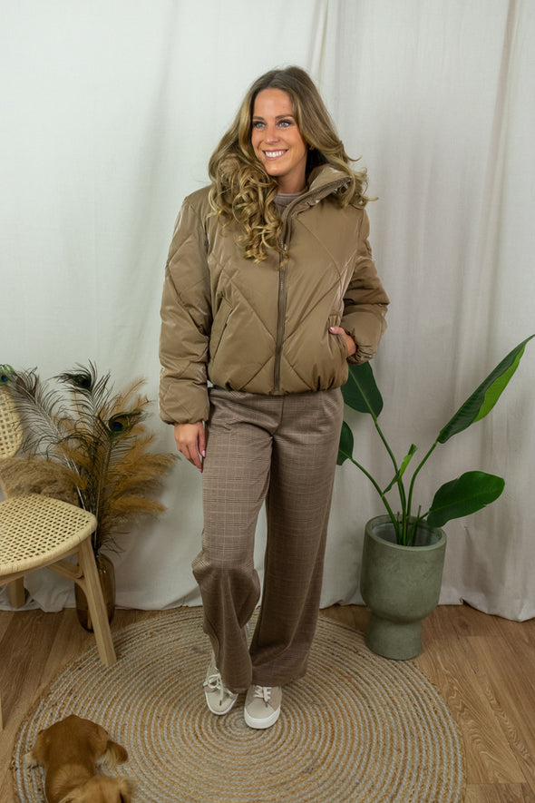 Elise Coated Puffer - Brown