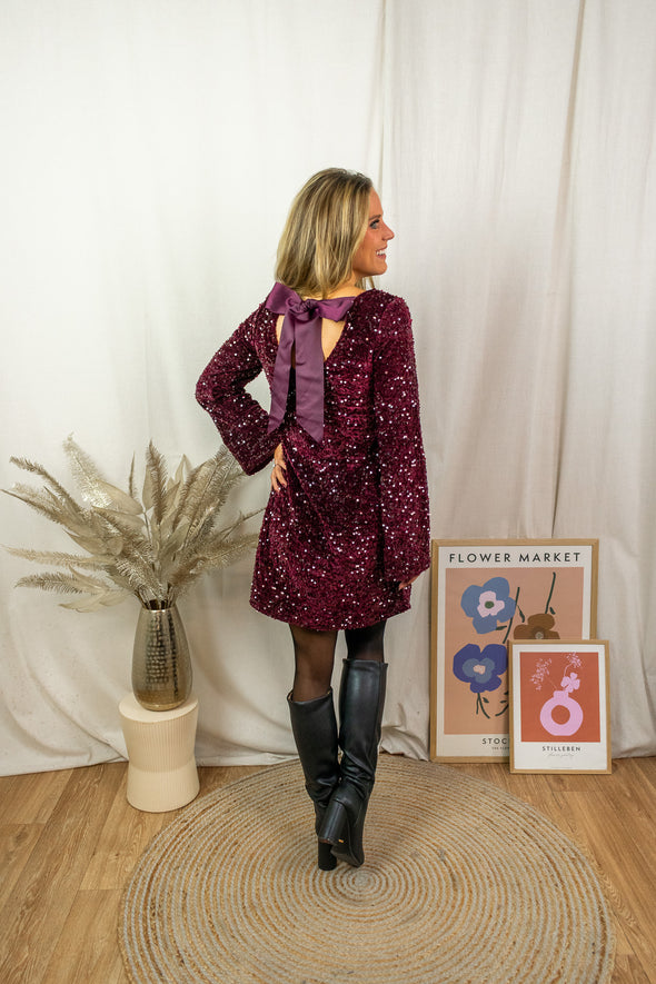 Kam Bow Dress - Burgundy