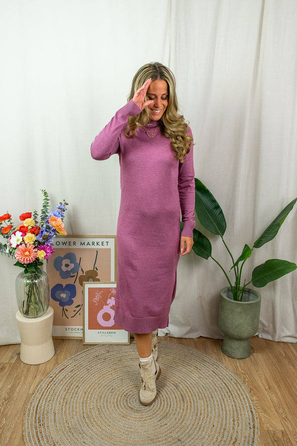 Mila Rollneck Dress - Rose Violet