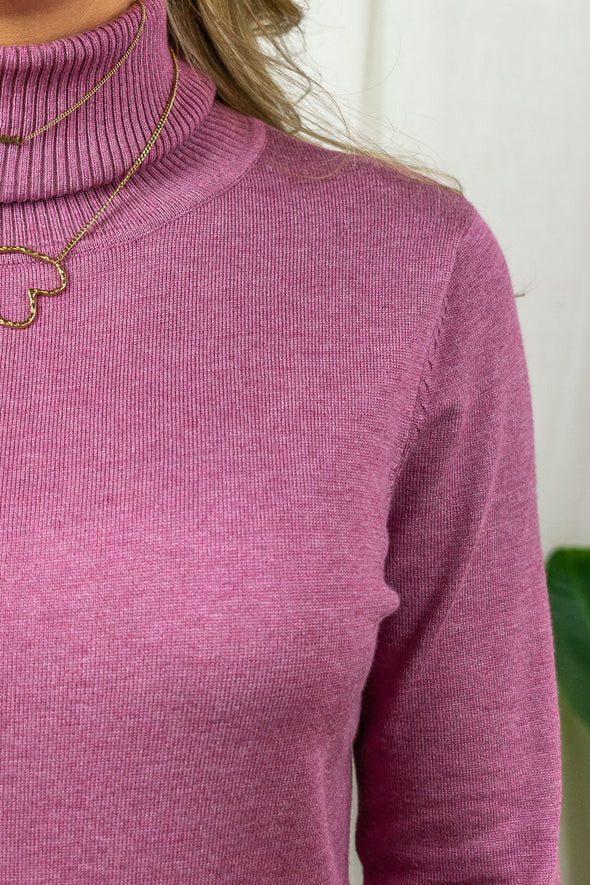 Mila Rollneck Dress - Rose Violet
