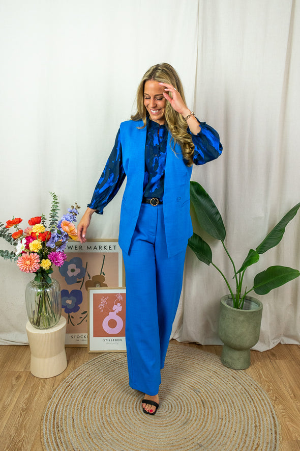 Ashley Blouse - Blue Graphic