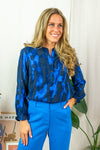 Ashley Blouse - Blue Graphic