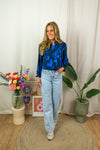 Ashley Blouse - Blue Graphic