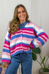 Dalva Cardigan - Pink Stripes