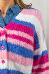 Dalva Cardigan - Pink Stripes