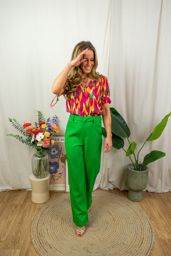 Imani Blouse - Pink Print