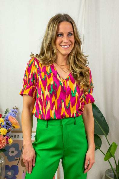 Imani Blouse - Pink Print