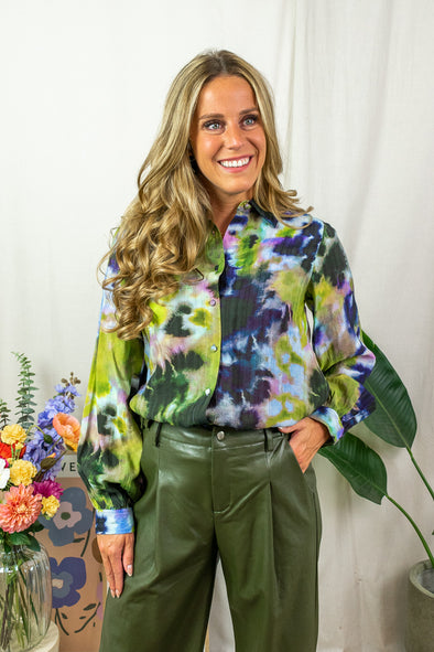Justine Blouse - Green Print