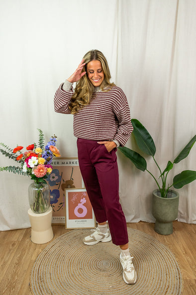 Sakura Cropped Pants - Wine