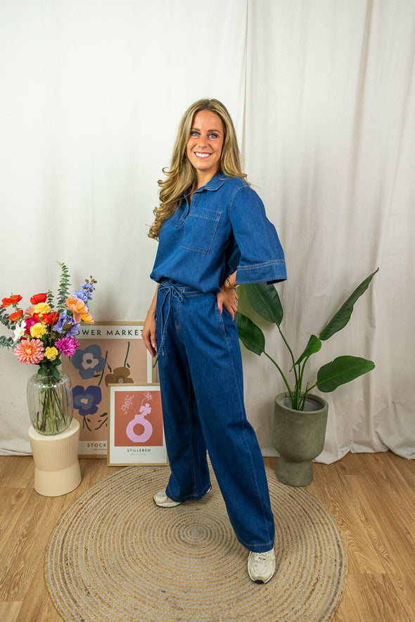 Pin Blouse - Dark Denim