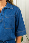 Pin Blouse - Dark Denim