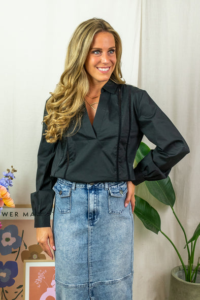 Mio Lace Shirt - Black
