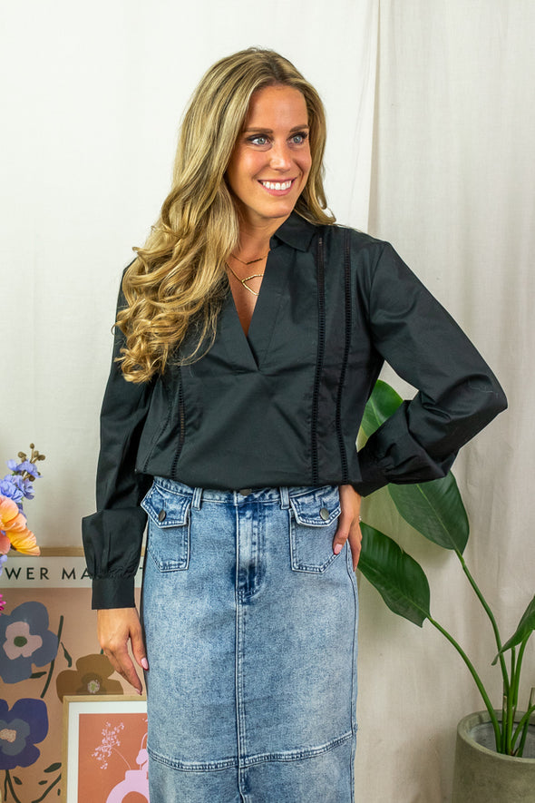 Mio Lace Shirt - Black