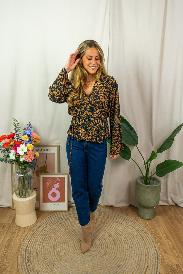 Sienna Wrap Blouse - Camel