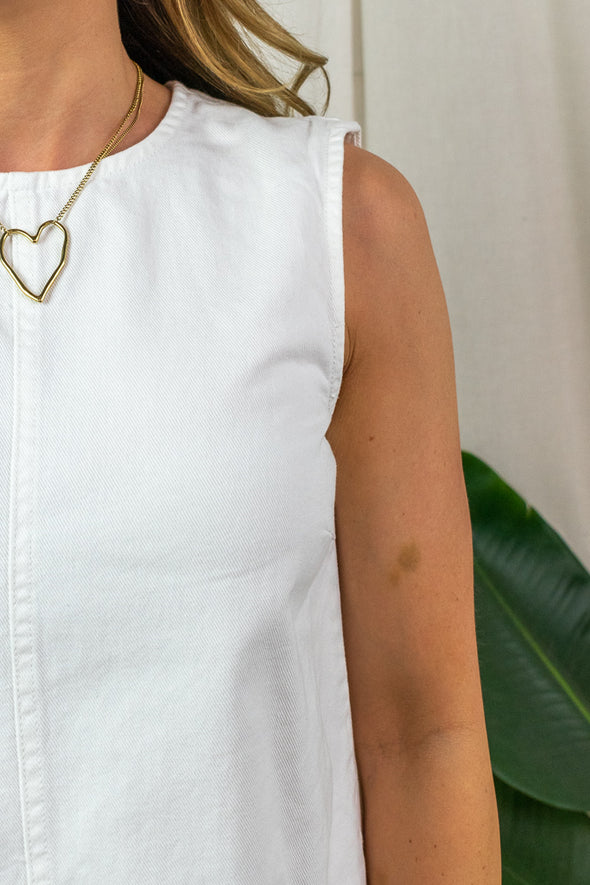 Flora Dress - White Denim