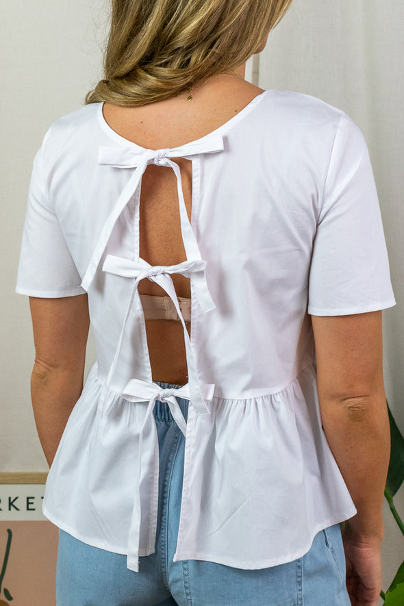 Mio Bow Blouse - White