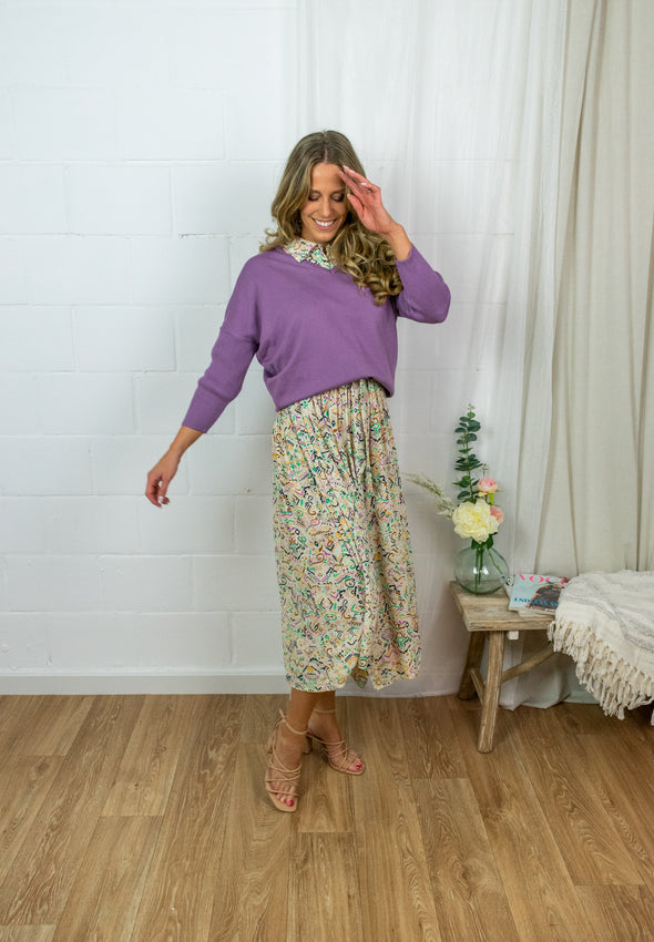 Mila V-neck Pullover - Mulberry