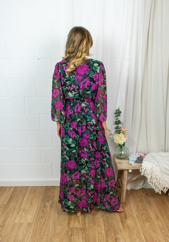 Willa Dress - Fuchsia Flower Print