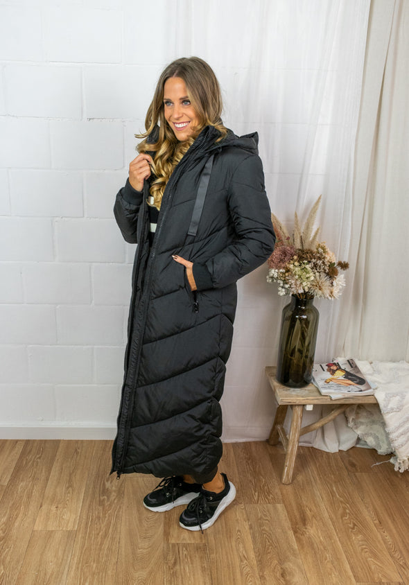 Skylar Long Padded Jacket - Black
