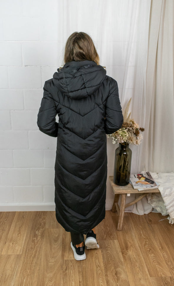 Skylar Long Padded Jacket - Black