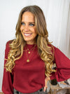 Regina Shimmer Pullover - Red