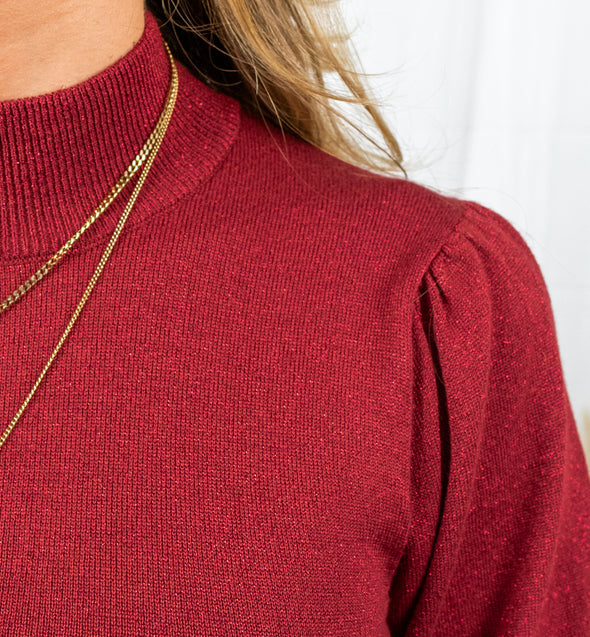 Regina Shimmer Blouse - Red