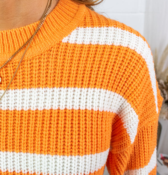 Justy Stripe Knit - Tangerine