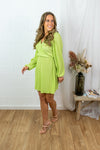 Bravo Plisse Dress - Lime Green