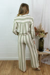 Say Stripe Linen Pants - Beige
