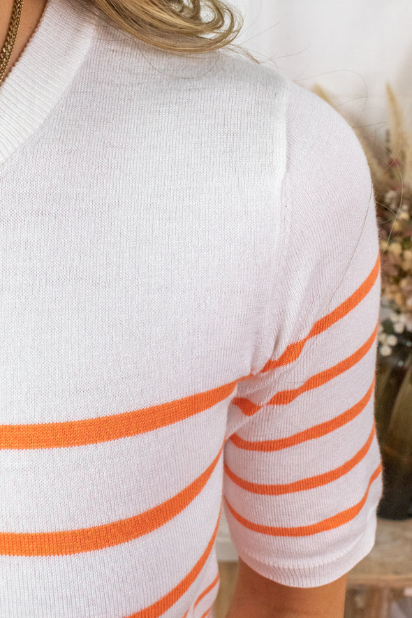 Lizza Striped T-Shirt - Orange