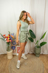 Bodilla Glitter Top - Sage Green