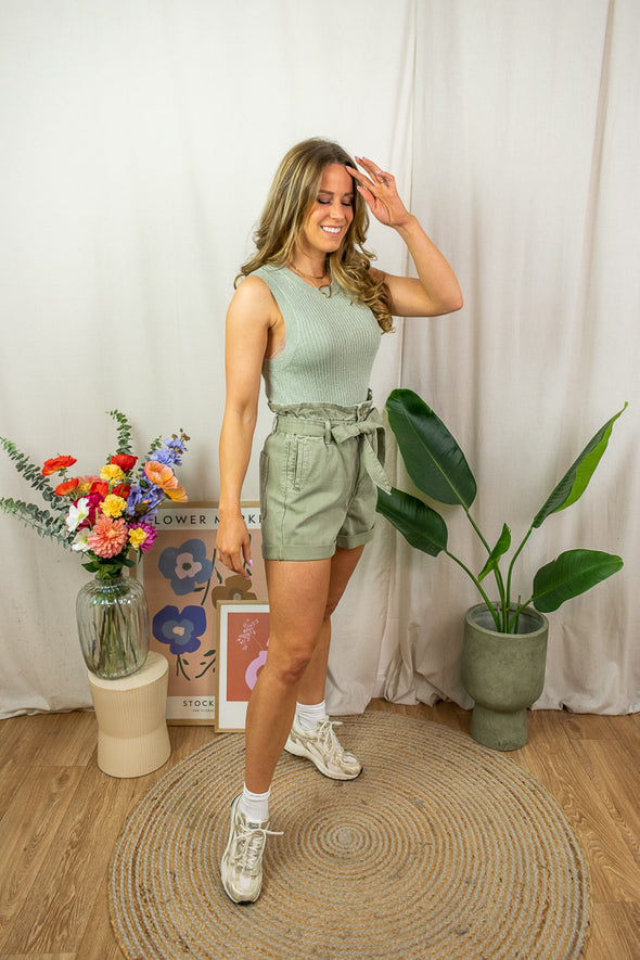 Bodilla Glitter Top - Sage Green