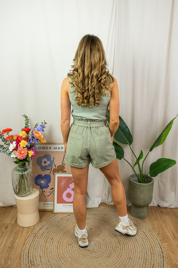 Bodilla Glitter Top - Sage Green