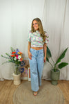 Flower Top met open rug - Groen