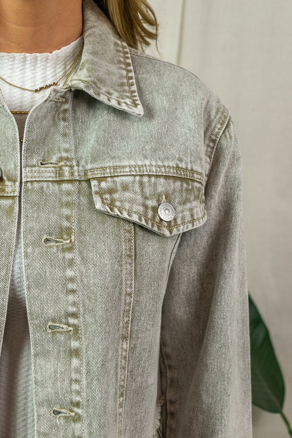 Fay Cropped Jacket - Washed Khaki